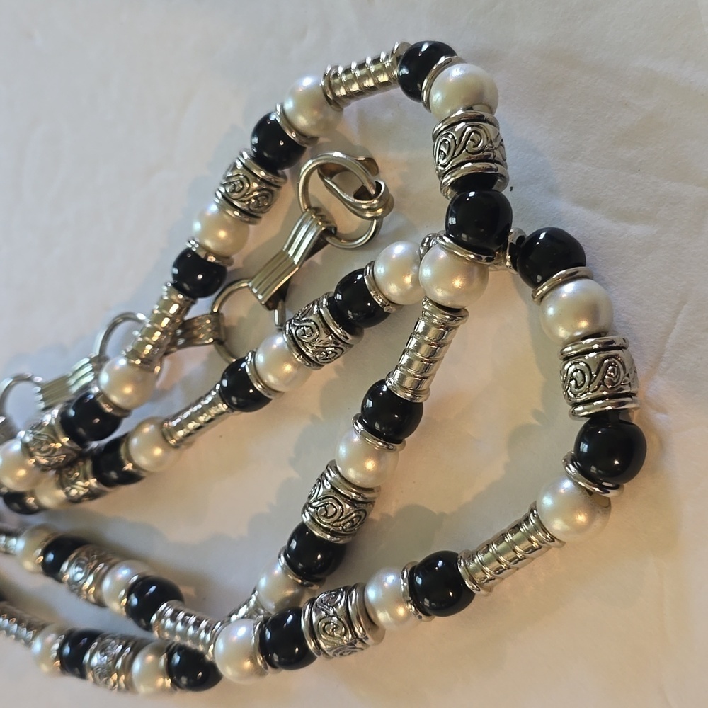 Womens Vintage Black/ Silver Metal Dress Belt Chain Hook Statement Sz.M/L